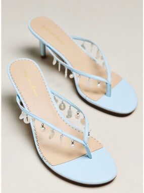 For Love & Lemons Sailor Charm Thong Heels | Shell 🐚 Blue | US 7 /  EU 38 | NWT